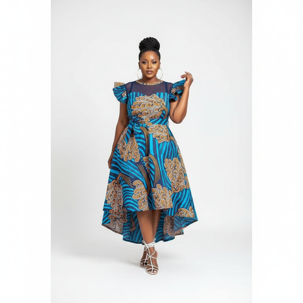 Ankara Short Ruffle Sleeve Print African Dress