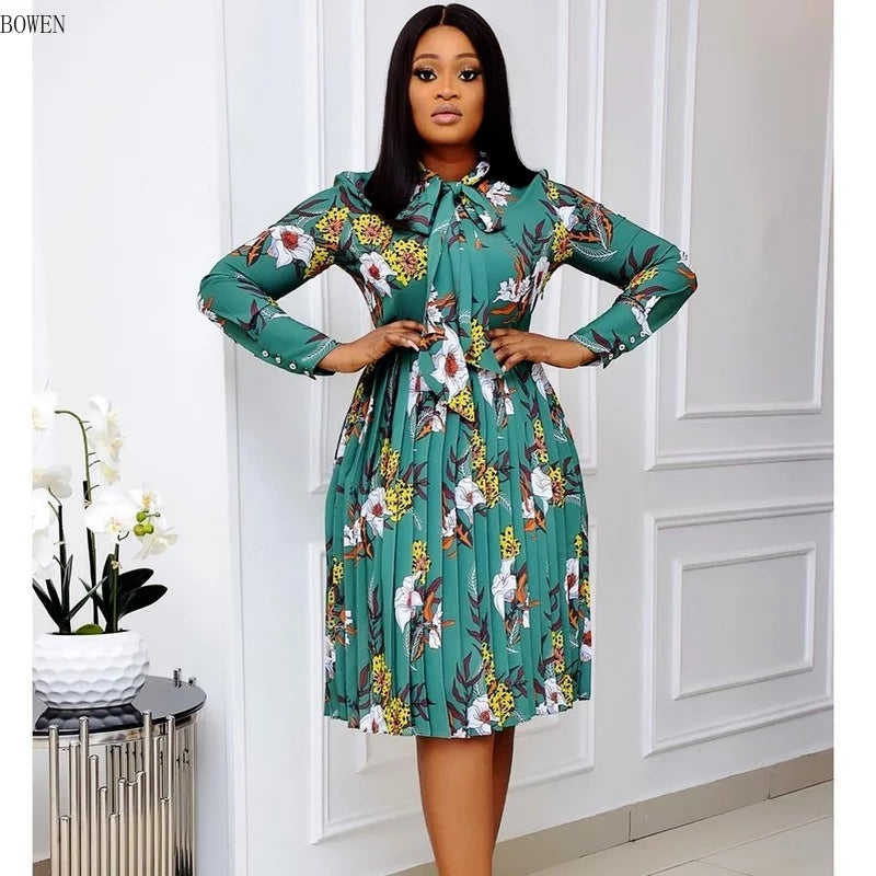 Floral Print Pleated Dress