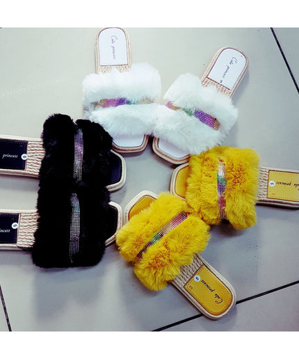 Furry Slides Outside Sexy Shoes