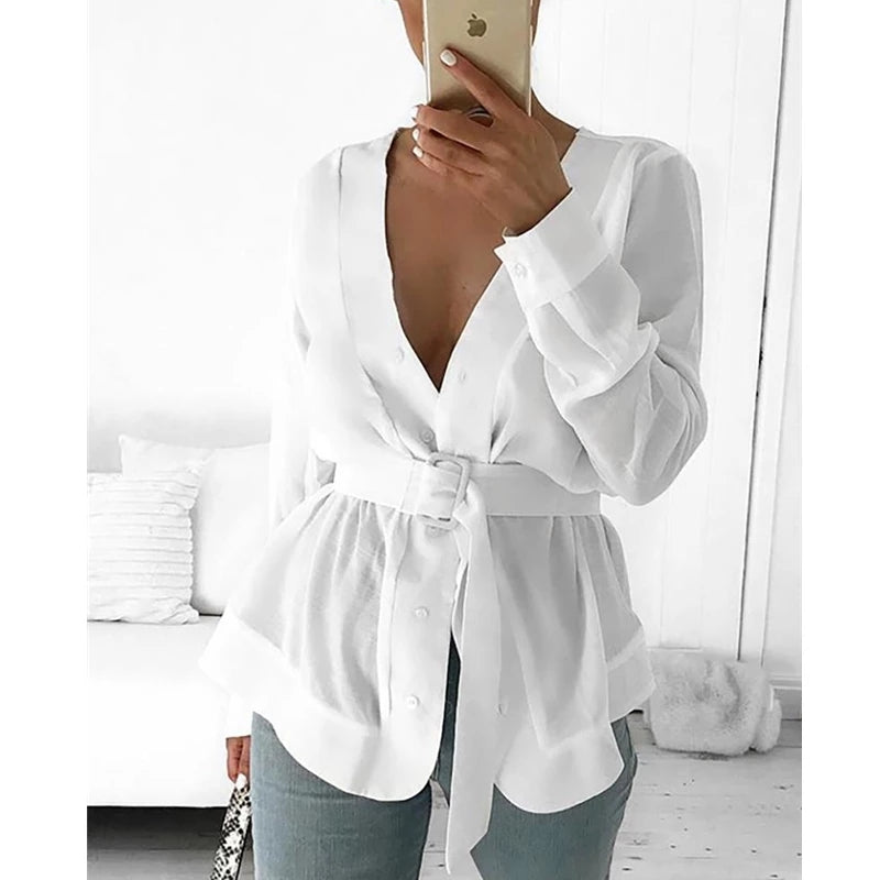 V-Neck Button up Blouse 