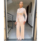 Long Sleeve Button Shirt And Flare Pants Set