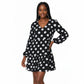 Cut off The Shoulder Polka Dots Dress