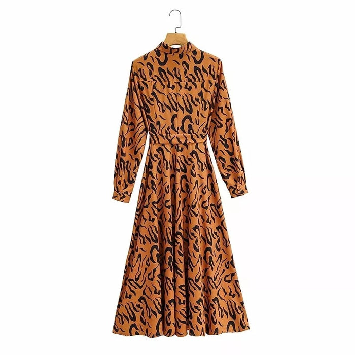Vintage Tiger Dtripe Midi Dress