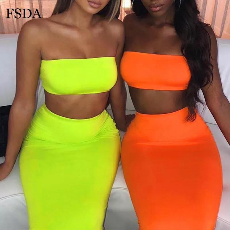 Strapless Crop Top & Long Skirt Set