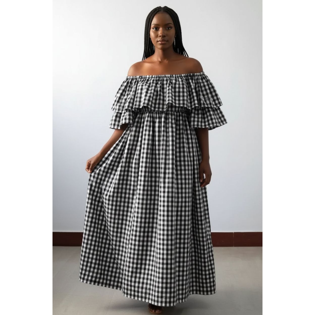 Ruffles Plaid Dress