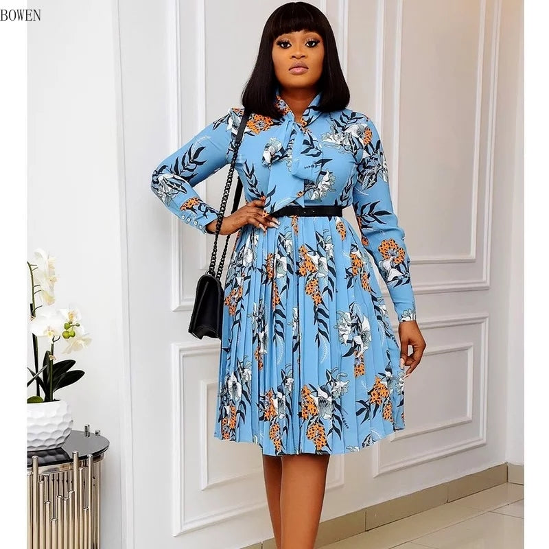 Floral Print Pleated Dress