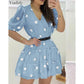 V-Neck Polka Dots Mesh Dress