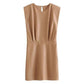 Faux Leather Pleated Mini Dress