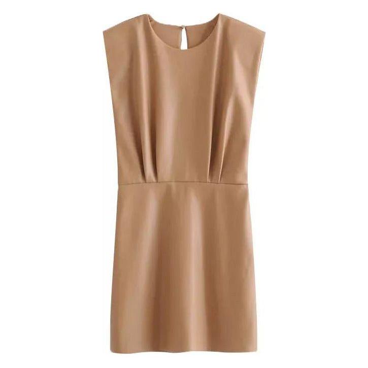 Faux Leather Pleated Mini Dress