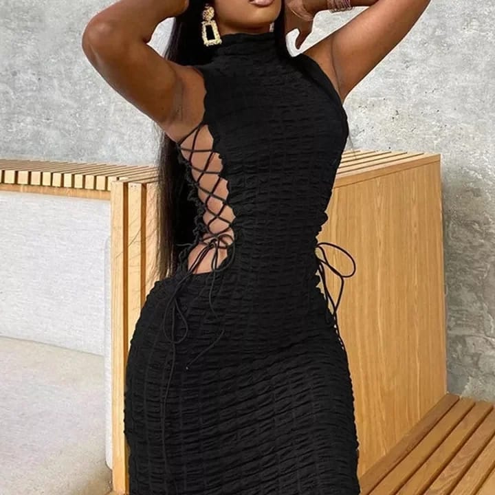 Turtle neck sexy bandage dress
