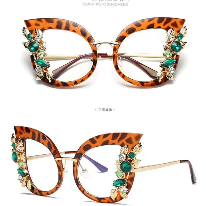 Flower Rhinestone Sunglas - YELLOW SUB TRADING 