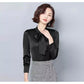 Bow Collar Silk Satin Shirts Blouses 