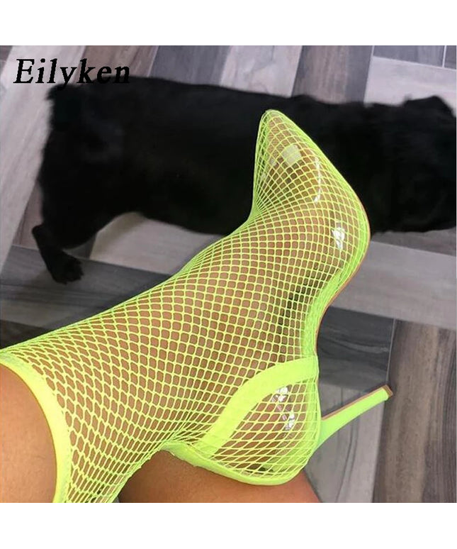 Fishnet heel shoes