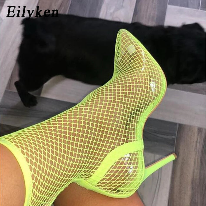 Fishnet heel shoes