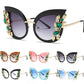 Flower Rhinestone Sunglas - YELLOW SUB TRADING 