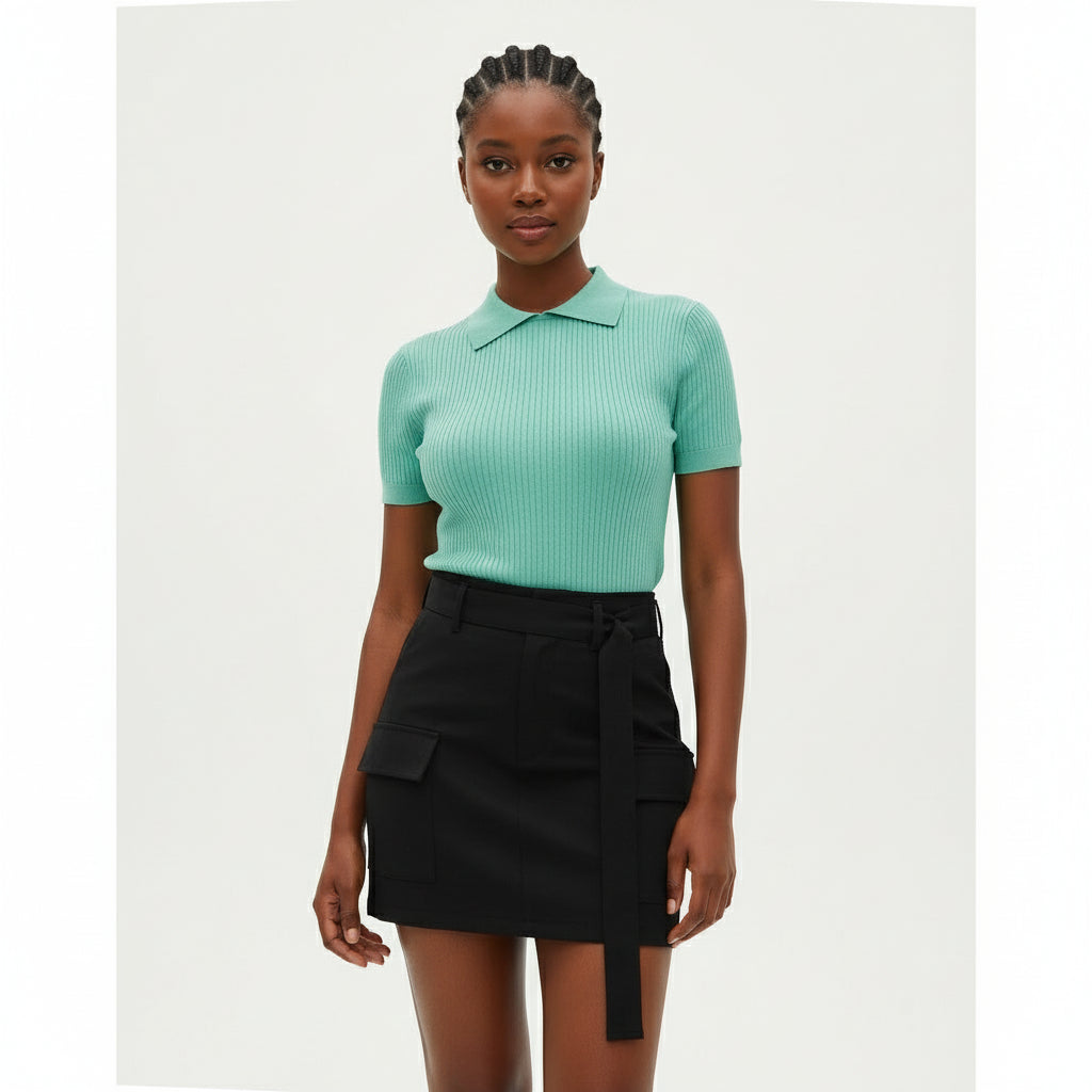 Solid Color Side Pocket Mini Skirt