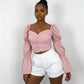 Long Sleeve Square Neck Crop Top