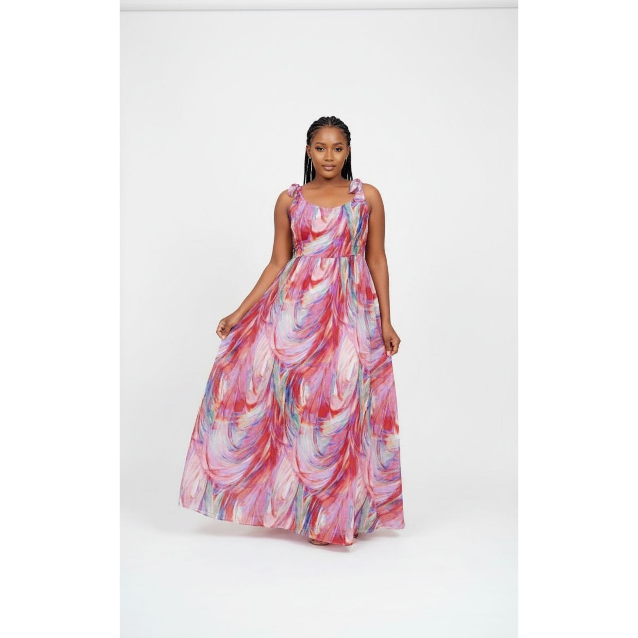 Round Neck Short Sleeve Floral Dress