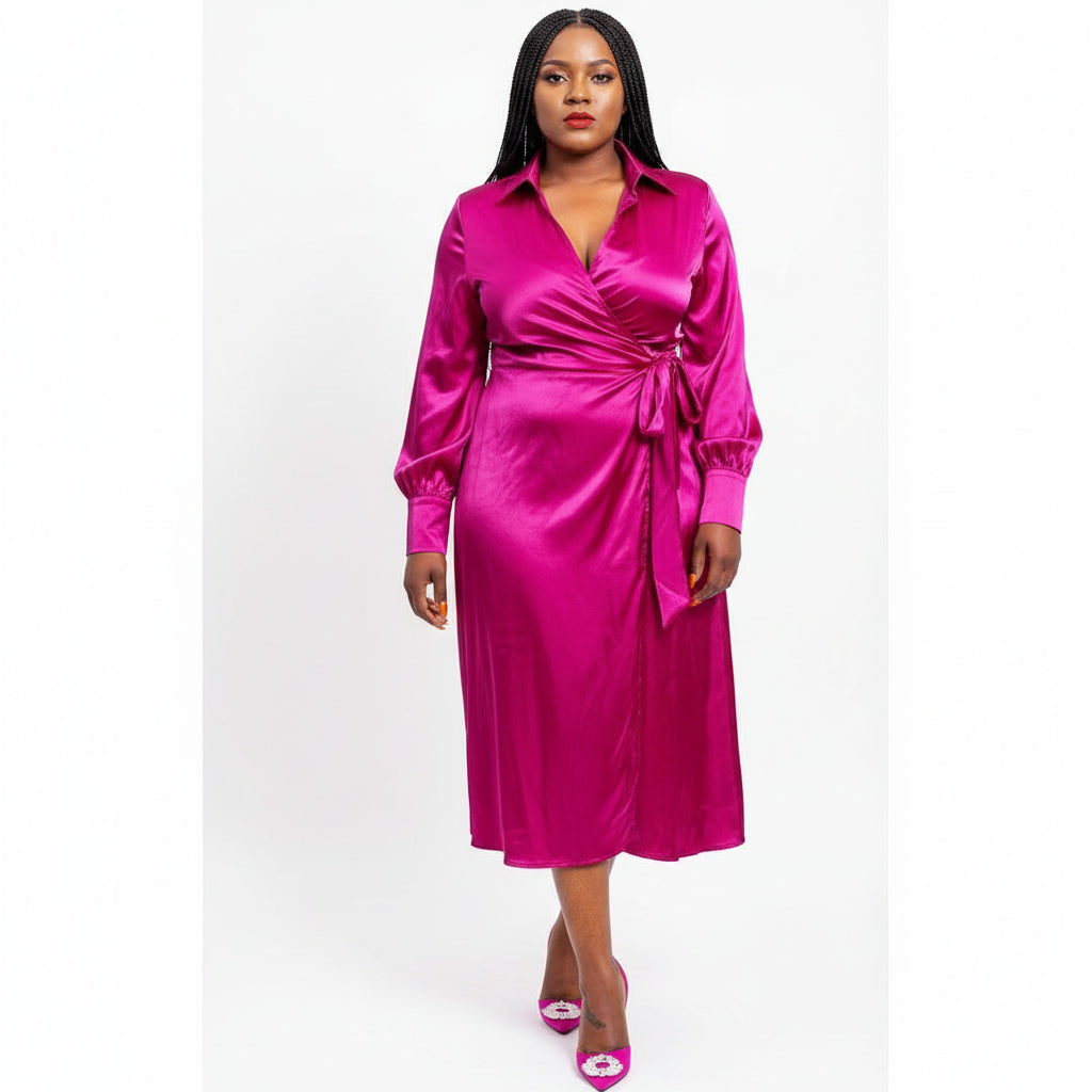Split High Waisted Long Sleeve Dress