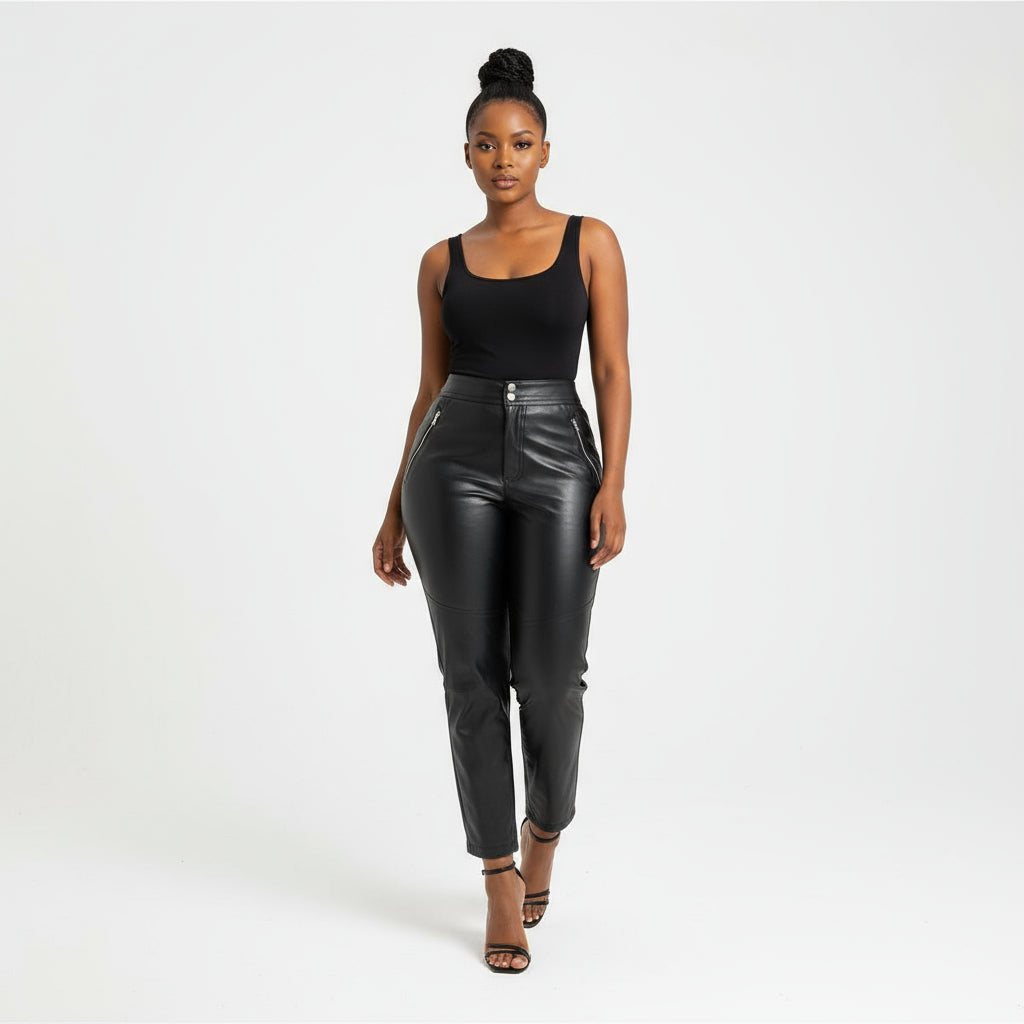 Leather Diagonal Pocket Pant