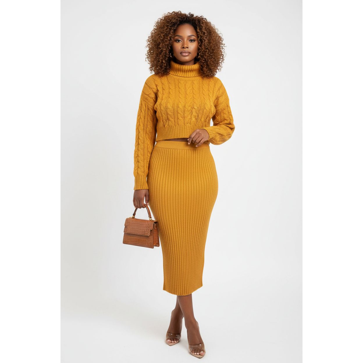 Sweater Turtleneck Dress Two-piece Set