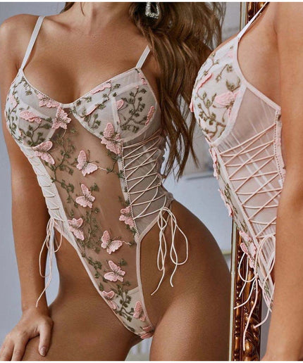 Sexy Sleeveless Butterfly Printed Bodysuit
