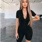 Short Zipper Bodycon Jumpsuit 