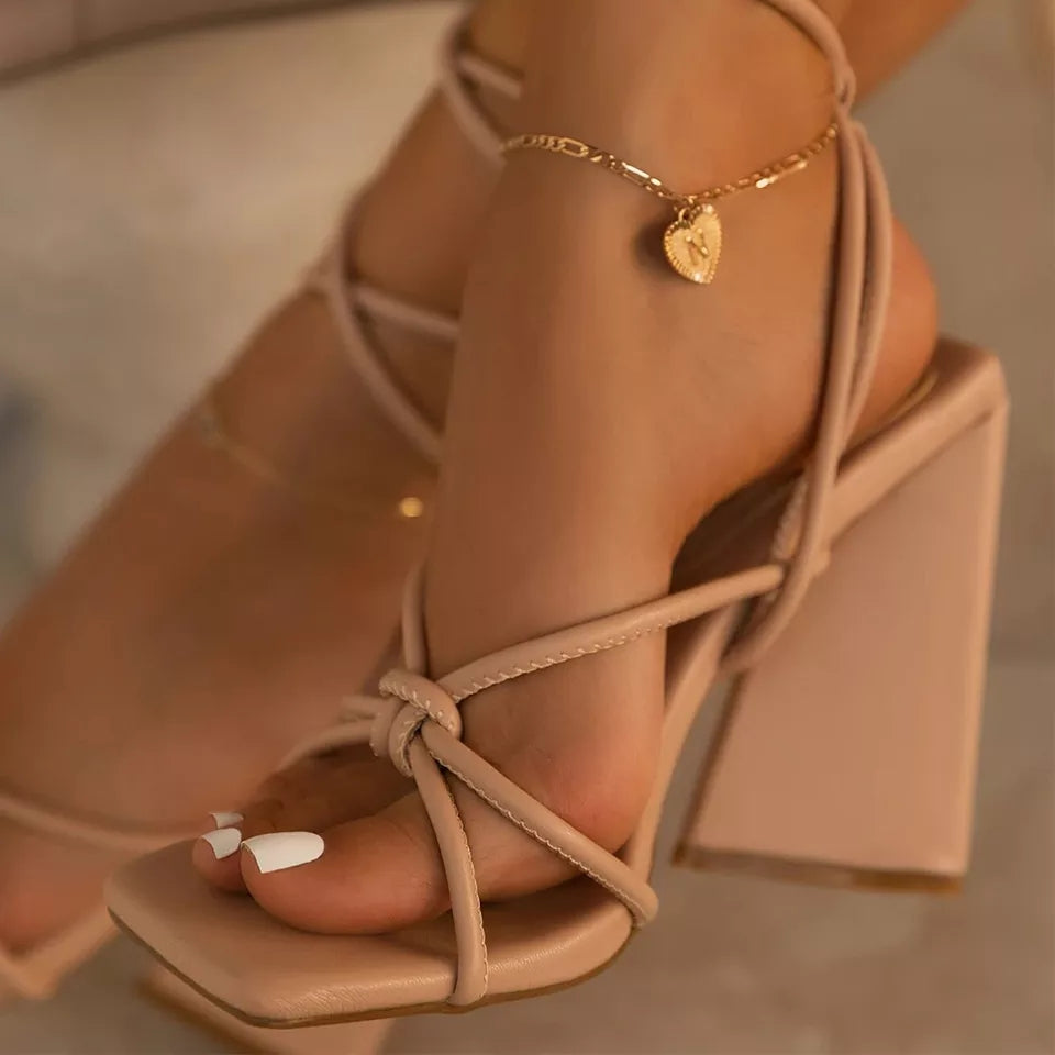Square Toe Ankle Strap Heel