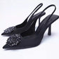 Rhinestones Decorated Pointed Heels Pumps