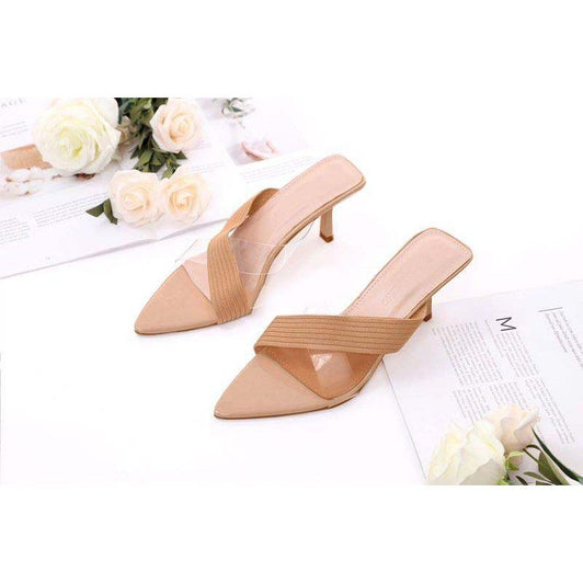 Cross Belts Short Thin Heel Sandals — YELLOW SUB TRADING