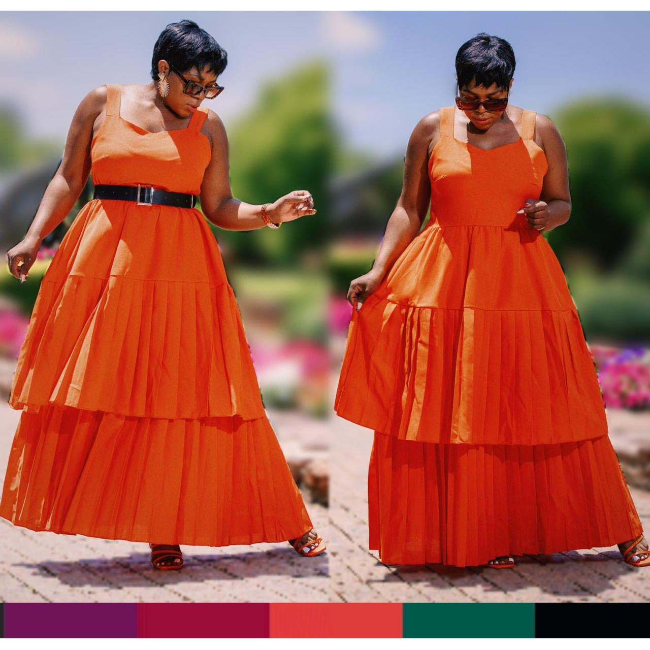 Pleated High Waist Solid Color Dress YELLOW SUB TRADING pleated-high-waist-solid-color-dress-yellow-sub-trading