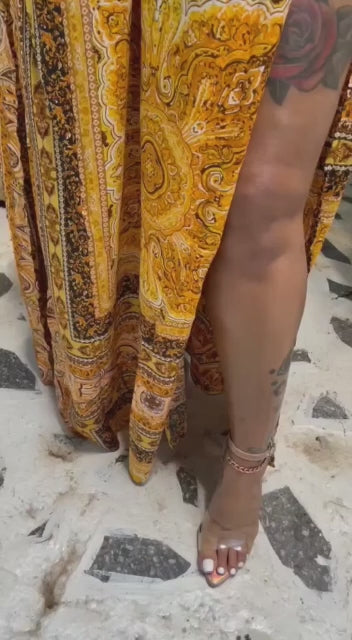 Backless Deep V-Neck Slit Maxi Dress