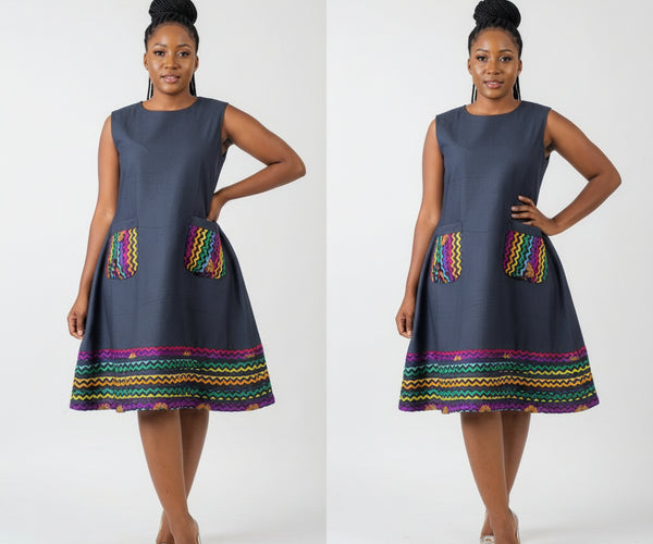 Yellow Sub Printed Traditional Dresses Sleeveless High Waisted