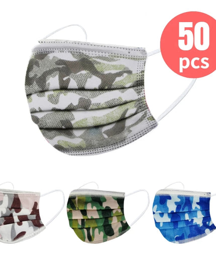50pc  Disposable Camouflage Mask 3Ply