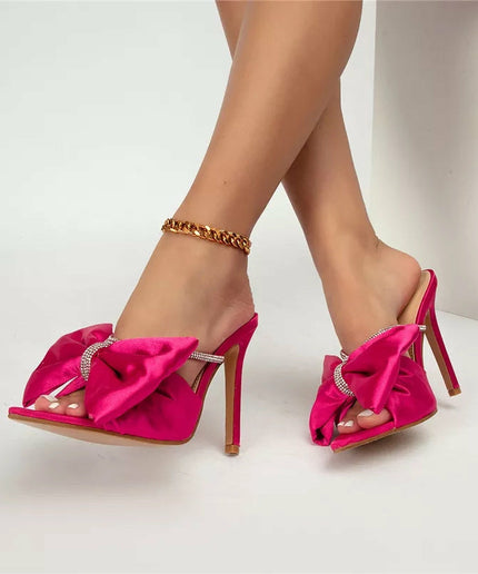 Pointed toe big bow stiletto shoes