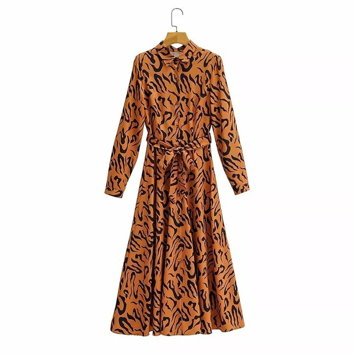 Vintage Tiger Dtripe Midi Dress