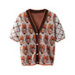 Buttoned Printed V-Neck T-Shirt