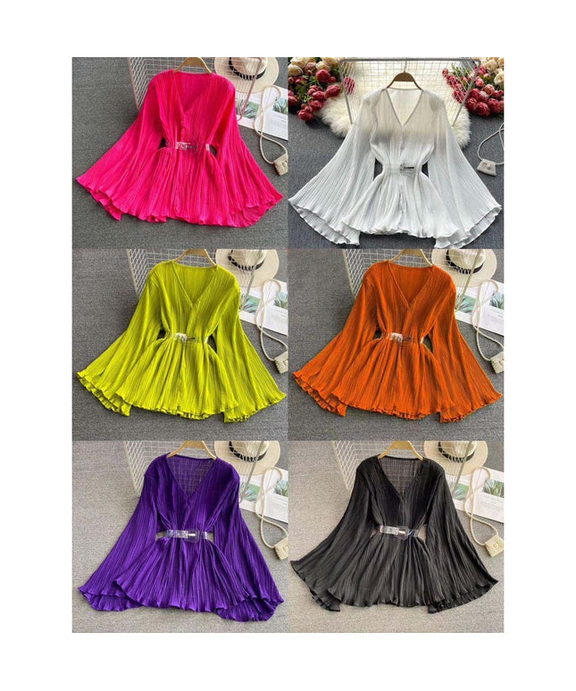 V-Neck Pleated Top
