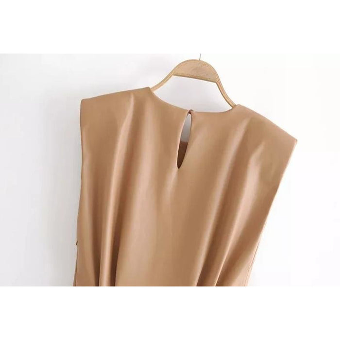 Faux Leather Pleated Mini Dress