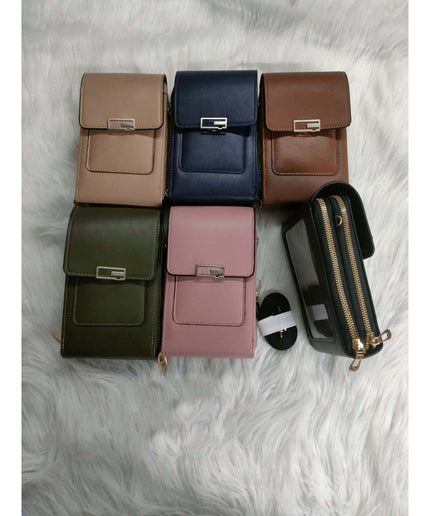 Leather Square One Shoulder Phone Handbag