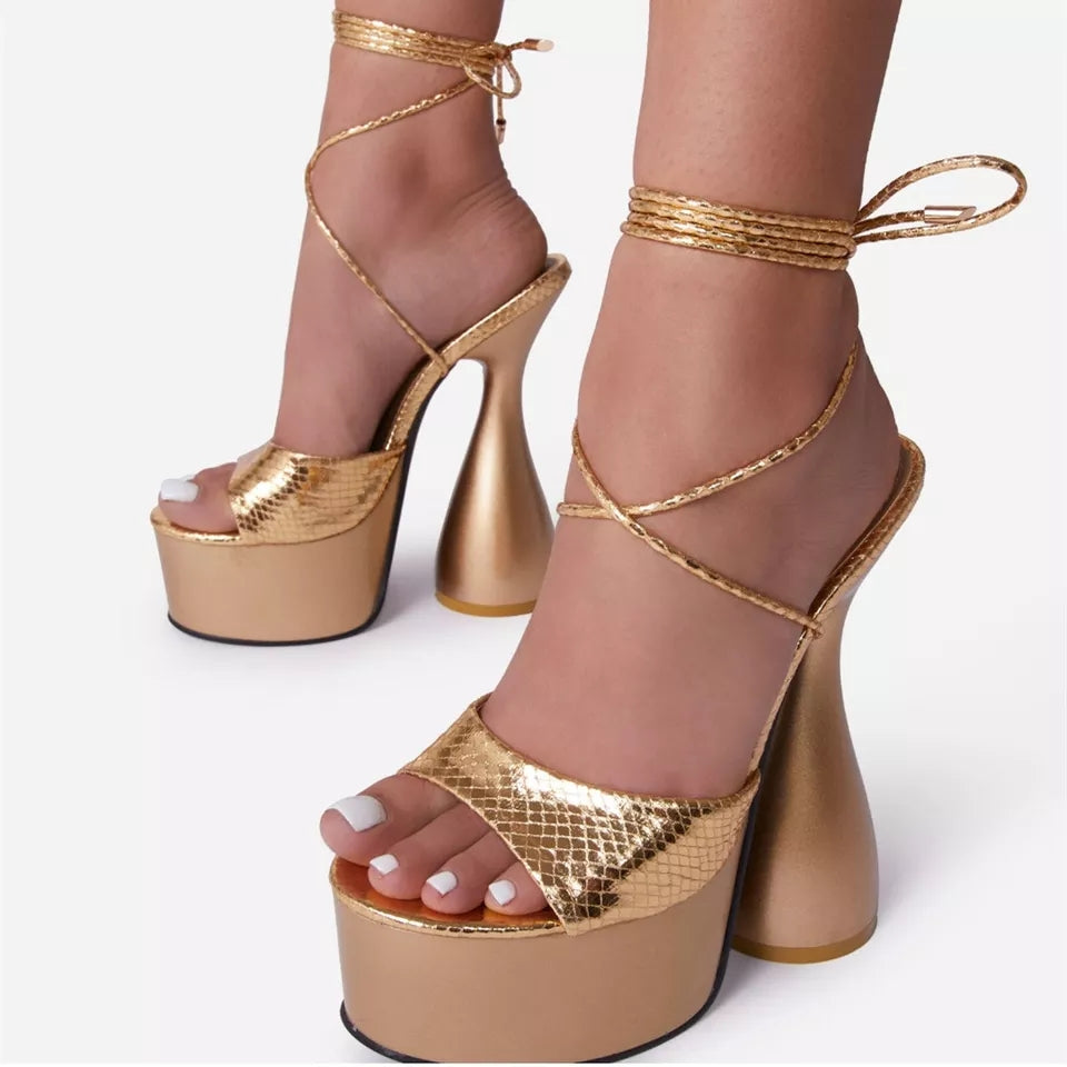 Thick Heel Platform Ankle Strap Shoes