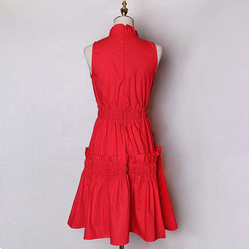 Ruffles Stand Collar Dress