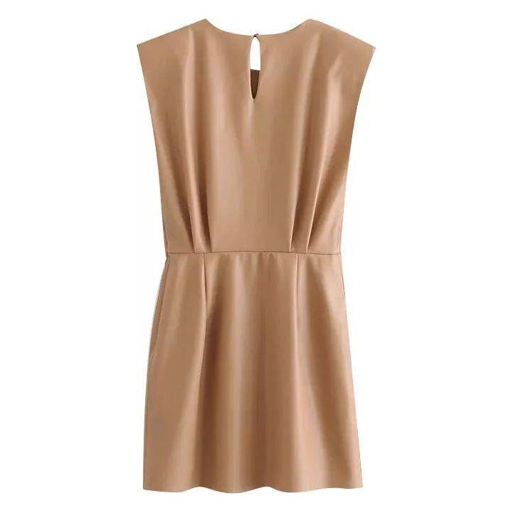 Faux Leather Pleated Mini Dress
