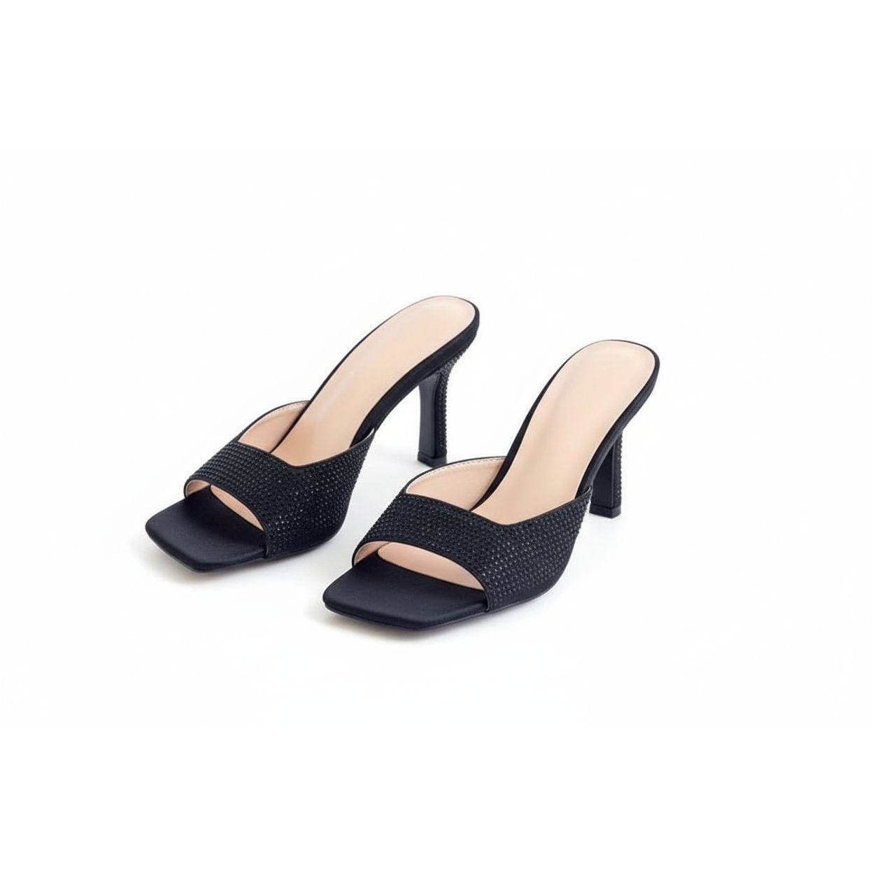 Rhinestone Short Heel Sandals