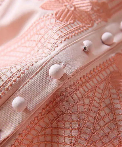 Emboidery Pleated Vintage Dress