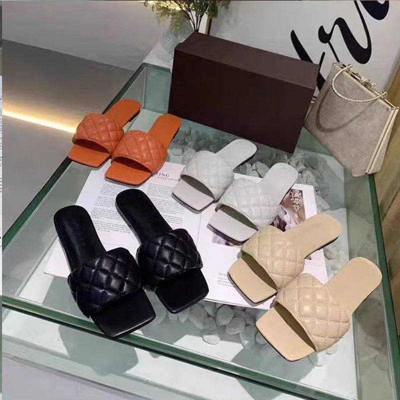 Flat Heel Summer leather Slippers