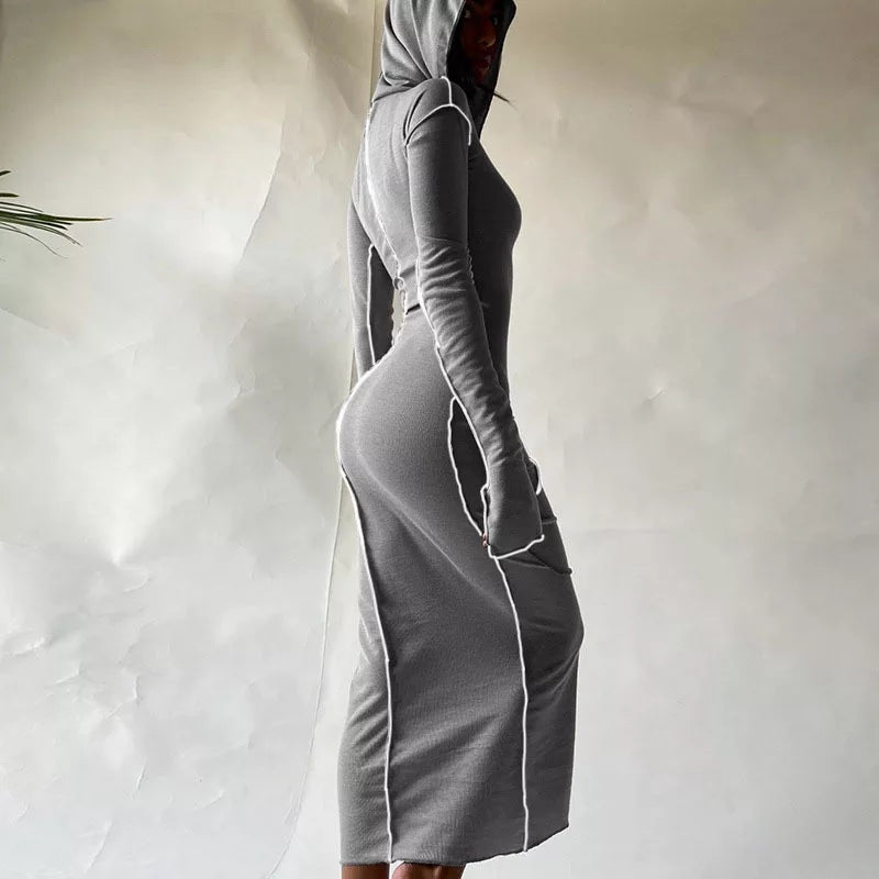 Hooded Bodycon Long Sleeve Dress – YELLOW SUB TRADING