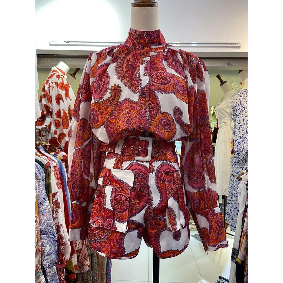 Retro Geometric Print Two-Piece Set