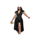 Satin Deep V-Neck Ruffle Dress