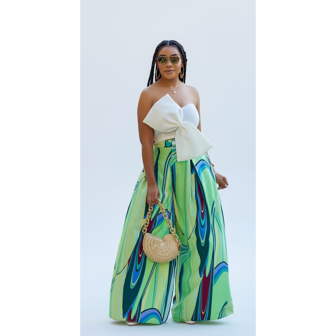 High Waisted Loose Multi-Color Pant